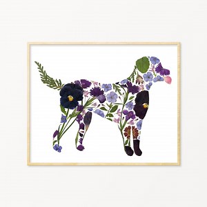 Black Lab Pressed Flower Art Print, Black Labrador Retriever Gifts Decor - Etsy
