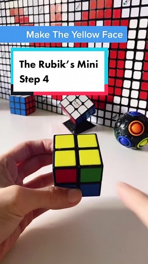 How to solve the Rubik’s Mini! Step 4 - Make the Yellow Face. #learnontiktok #Rubikscube #rubyrubiks #cubeathome #adventureeveryturn