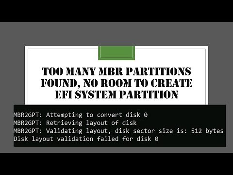 MBR2GPT: Too many MBR partitions found, no room to create EFI system partition