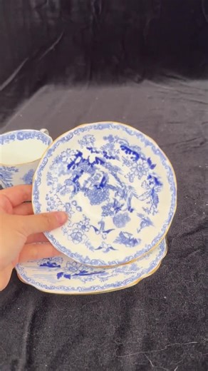 Royal Albert Crown China Blue Willow Trio | Teacup Saucer Plate Set | Vintage Blue Transferware With Gold Trim | Made in England - Etsy