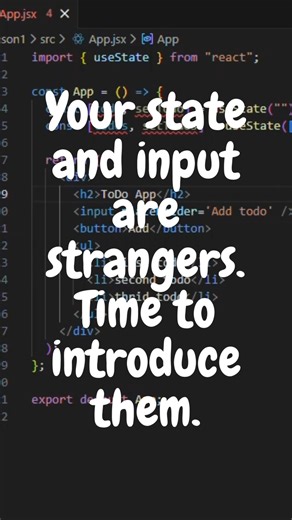Jevin | React WebDevelopment Lessons on Instagram: "You type. Nothing happens. Input is frozen. Keys pressing. Screen empty. What is going on? Welcome to the most confusing moment for every React beginner. You did everything right. You created state. You connected it to the input. You saved the file. Then you try typing and the input just sits there. Frozen. Dead. Ignoring every keystroke. Let's rewind and understand what's happening. Right now your state and your input are strangers. They live 