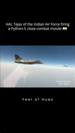HAL Tejas of the Indian Air Force firing a Python-5 missile 🇮🇳 #india #indian #airforce #aircraft