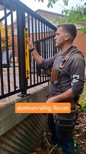 Heres apuple tips when your installing an aluminum railing. 1 You can use washers to shim under the corners of your posts to get them perfectly plumb. 2 rest your post against a speed square before fastening it down to keep it 90° to the deck. 3 keep the posts loose so you can easily slide your railing panels in between. #diyprojects #deckbuilding #deckbuild #deckrepair #homemaintenance #homeprojects #homeprojecttips #railings #diyrailing #deckrailings #aluminumrailing #peakrailing #peakproducts