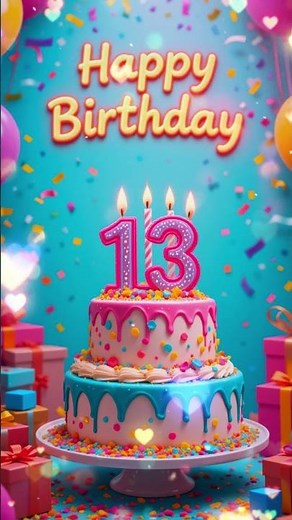 Happy 13th Birthday Cake Wishes 🎈 Colorful & Fun Celebration Animation #13thbirthday #birthdaywishes