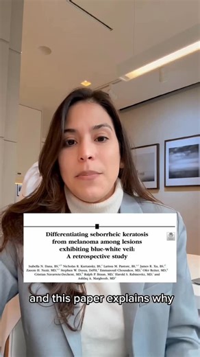 Dermoscopy - Skin cancer on Instagram: "@dramanuelaboleira commenting on this super interesting article Differentiating seborrheic keratosis from melanoma among lesions exhibiting blue-white veil: A retrospective study. #dermatology #dermatologia #skin #pele #melanoma #dermoscopy"