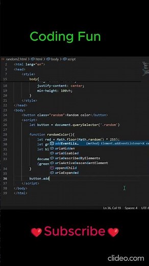 “JavaScript Random Background Color Button | Fun CSS & JS Mini Project”