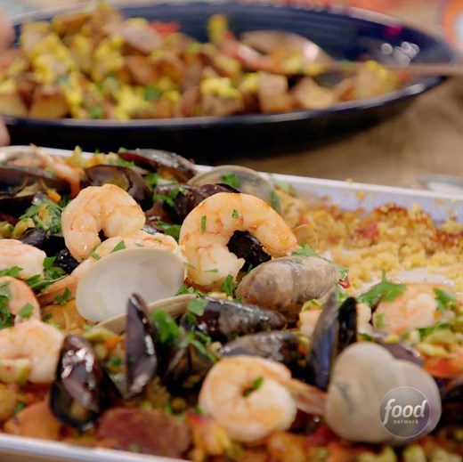 950K views · 6.6K reactions | Current status: Planning Paella night thanks to Valerie Bertinelli's Super Easy Oven Paella  | Food Network | Facebook