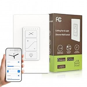 2-in-1 Smart Dual Wall Switch- Independent Fan Speed Control and Light Dimmer Compatible with Alexa, Google Assistant and Smartlife, Single Pole, Neutral Wire Needed, 2.4GHz Wi-Fi