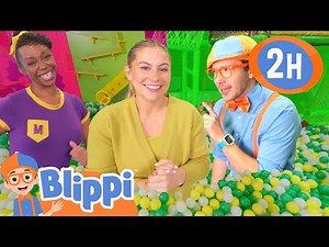 Blippi & Meekah's Indoor Ball Pit Games with Shawn Johnson | Blippi & Meekah Games for Kids