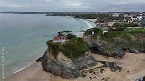 The island house Newquay Cornwall UK drone,aerial