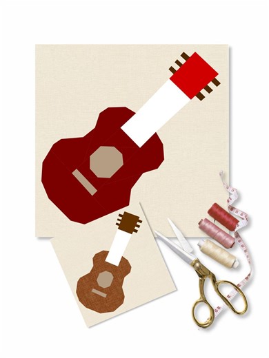 Guitar Quilt Block, 4 Sizes PDF Instant Download, FPP Patchwork Pattern - Etsy
