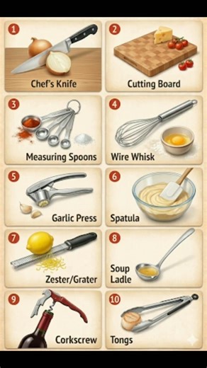 10 Essential Kitchen Tools Every Home Cook Should Know 🍳🔪| #english #shorts