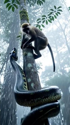 Rainforest Chase | Giant Python Hunts Monkey in the Storm
