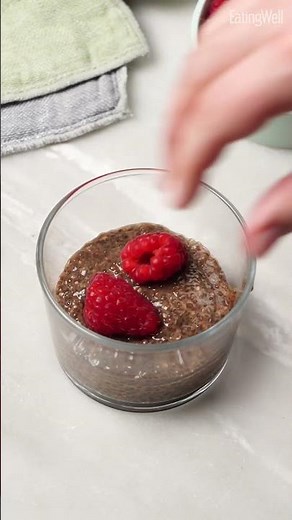 Make-Ahead Cocoa-Chia Pudding with Raspberries