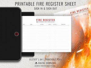 Fire Register Sign in Sheet: Minimalist Printable PDF (A4/US Letter) - Etsy UK