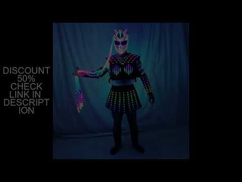 Full Color Women's LED Robot Suit Costume Traje LED Lights Luminous Skirt Dress Jacket Performance W