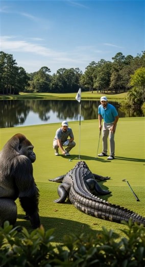 Gator Attack on the Green 😨 Saved by a Gorilla!