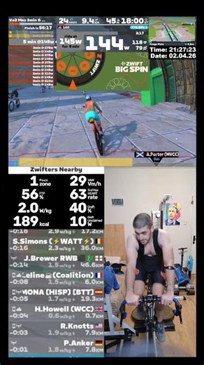 Zwift Cycling Workout Short 2.04.2026 zs #zwift #cycling #indoor #trainer #roadbike #mtb #cardio