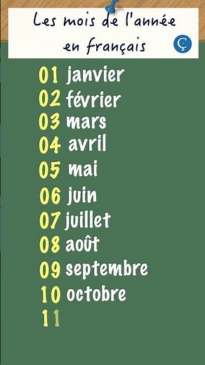 The months of the year in French