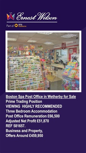 Boston Spa Post Office. REF 581657. #ernestwilson #businessforsale #businesssales #wetherby