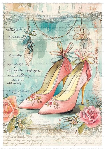 Paris Fashion Decoupage Rice Paper A4, Vintage High Heel Floral Shoes, Shabby Chic Boutique Art, Feminine Mulberry Craft Paper - Etsy