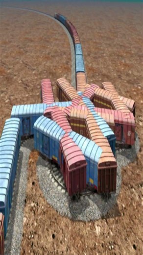 Extreme Dangerous Train Drift On Unique Circle Tracks 😵 BeamNG Train simulator 3D #shorts