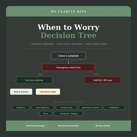 When to Worry Decision Tree PDF | Health Anxiety Tool | Symptom Checker Guide | Stop Overthinking Symptoms | Instant Download - Etsy
