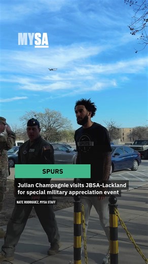 Julian Champagnie Visits Joint Base San Antonio