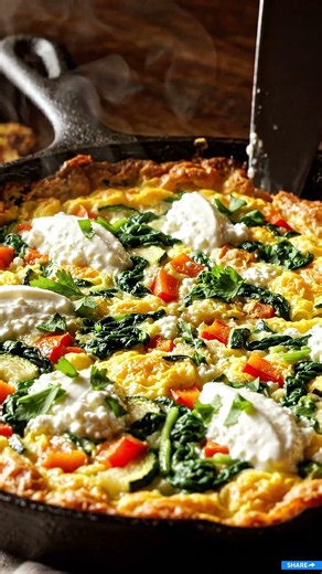 This Cottage Cheese Veggie Frittata Is the High-Protein Breakfast ! ​#cleaneating #breakfastideas
