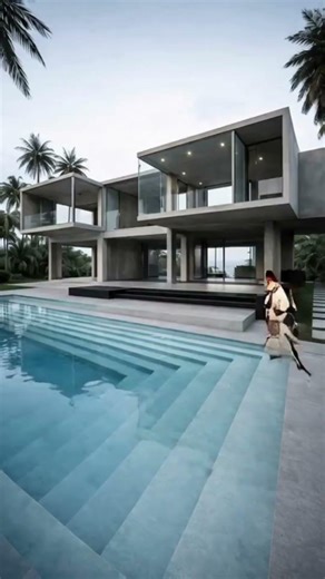 Luxurious tropical villa with glowing infinity pool ✨🌴