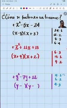 Factorización de un trinomio de la forma (x^2+ bx + c) - explicación paso a paso. Ejercicio 3