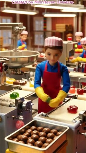 Candy Factory Miniature 🍬✨ | Tiny Dolls on a Colorful Production Line