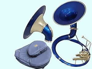 Stylish And Beautifully Carved Sousaphone Painted Blue 22" 3V BAG And MOUTH PIECE MI 015
