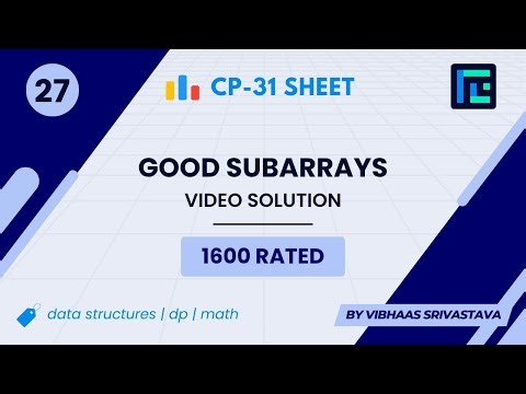 #27 Good Subarrays | Video Solution | 1600 Rated | TLE CP-31 Sheet | Best Codeforces Problems