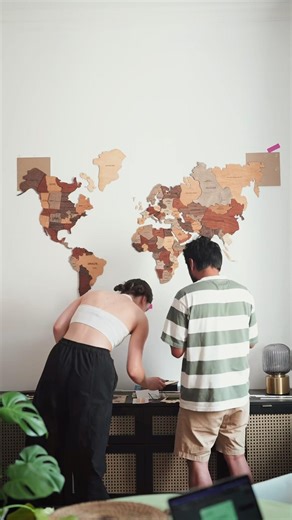Wooden World Map #travel #worldmap #woodendecor #homedecor