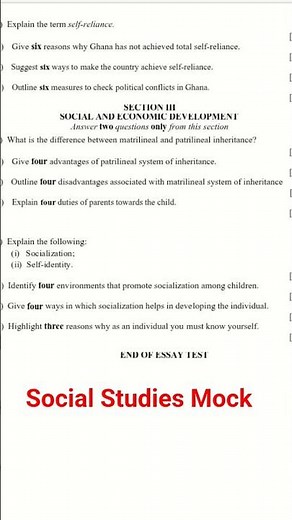 2025 Social Studies Mock questions before tomorrow #2025bece #socialstudies #mock