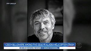 2.7K views · 61 reactions | Five of the six people on board a helicopter in Alaska were killed when it crashed in a remote part of the state. Now the NTSB is trying to determine why. The chopper went down about 55 miles east of Anchorage. Among those killed was Peter Kellner, one of the world’s richest men. | CBS Evening News | Facebook