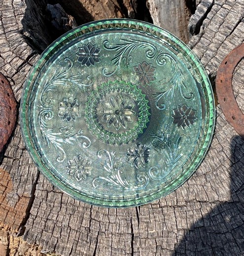 Vintage Tiara Indiana Glass Chantilly Green Platter, 10" Serving Tray, Tiara Sandwich Pattern Green Glass, Tea Room, Barware, Décor - Etsy