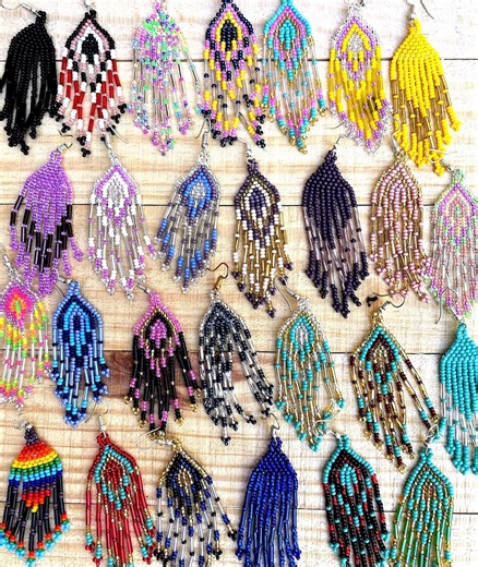 Huichol Beaded Earrings, Chiapas Mayan Boho Jewelry - Etsy