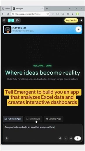 How to turn any Excel dataset into a fully interactive dashboard using Emergent AI. 🤖