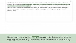 Ravens performance. Users can access live scores, player statistics, and game highlights, ensuring t