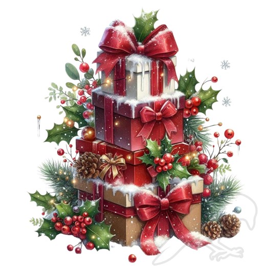 Christmas Clipart PNG: Holiday Gifts Designs (set of 12) Transparent Background, Commercial Use - Etsy UK