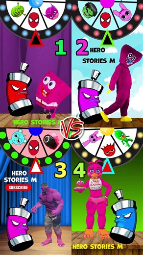 Battle ☠️ HULK VS Spongebob VS Huggy Wuggy VS Toy Chica AR FNAF #battle #fnaf #hulk #poppyplaytime
