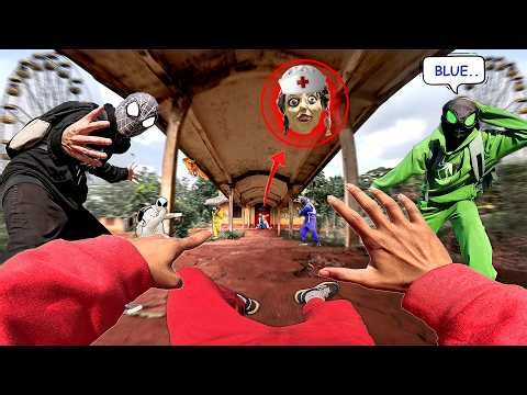 Bros 8 Spider-Man vs Freaky Nurse || Let's Play Hide & Seek at Red Soil Abandoned Station ( POV )