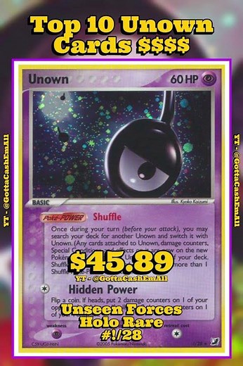 Top 10 Rarest Unown Pokémon Cards EVER Printed! 🔥#pokemon #pokemoncards #pokemontcg #pokémon #top10