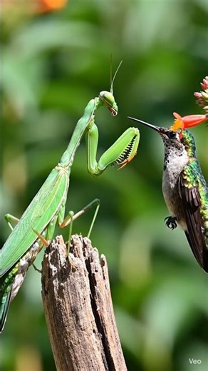 Mantis Catches Hummingbird Mid-Air