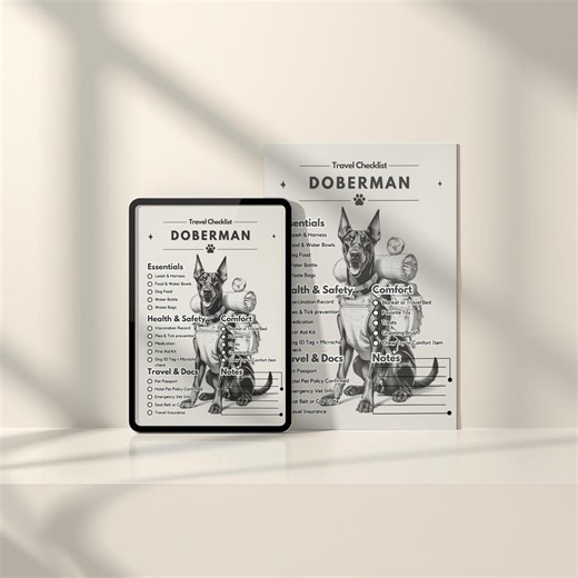 Doberman Travel Checklist Printable – Minimalist Dog Packing List PDF - Etsy