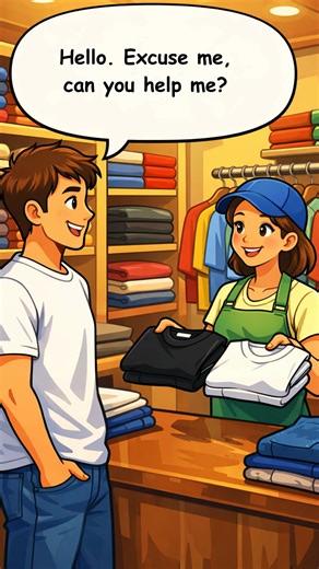 Shopping English made easy 👕 Practice this dialogue and speak confidently #englishlearning #learnenglish #shoppingenglish #englishconversation #dailyenglish #esl #spokenenglish #englishpractice #englishreels #easyenglish #learnenglishfast | Daily English Corner