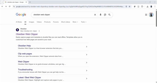 5. Run a Google search for "Obsidian Web Clipper."Click the first link and add Obsidian Web Clipper to your browser.Once added, pin it your computer.The Clipper will take any webpage, convert it into a markdown file, and save it on your computer.