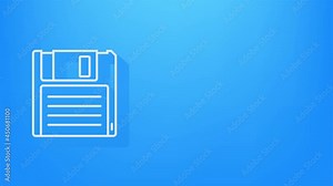 Magnetic floppy disc. Flat icon. Motion graphics.